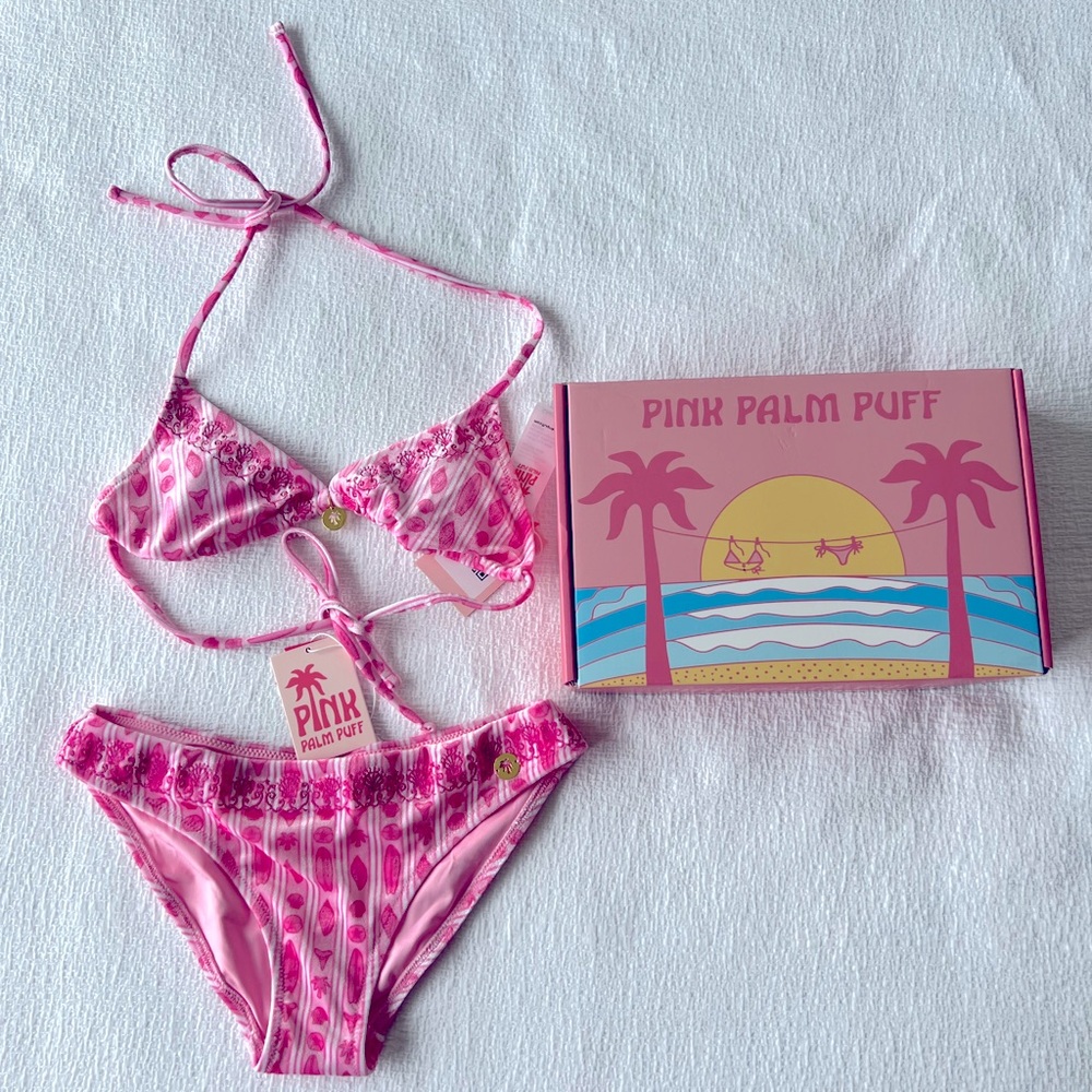 NWT Pink Palm Puff bikini